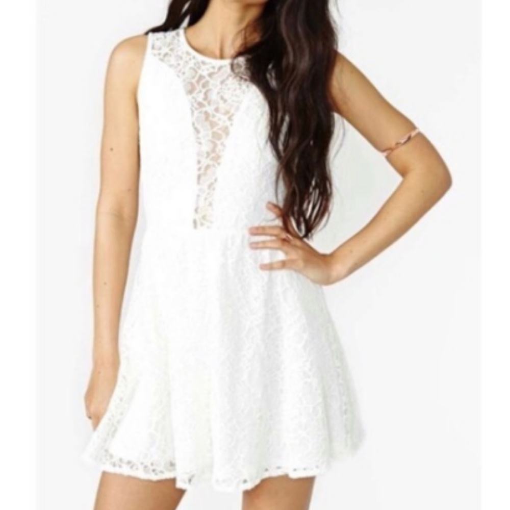 White Lace Fit & Flare Dress - Women's